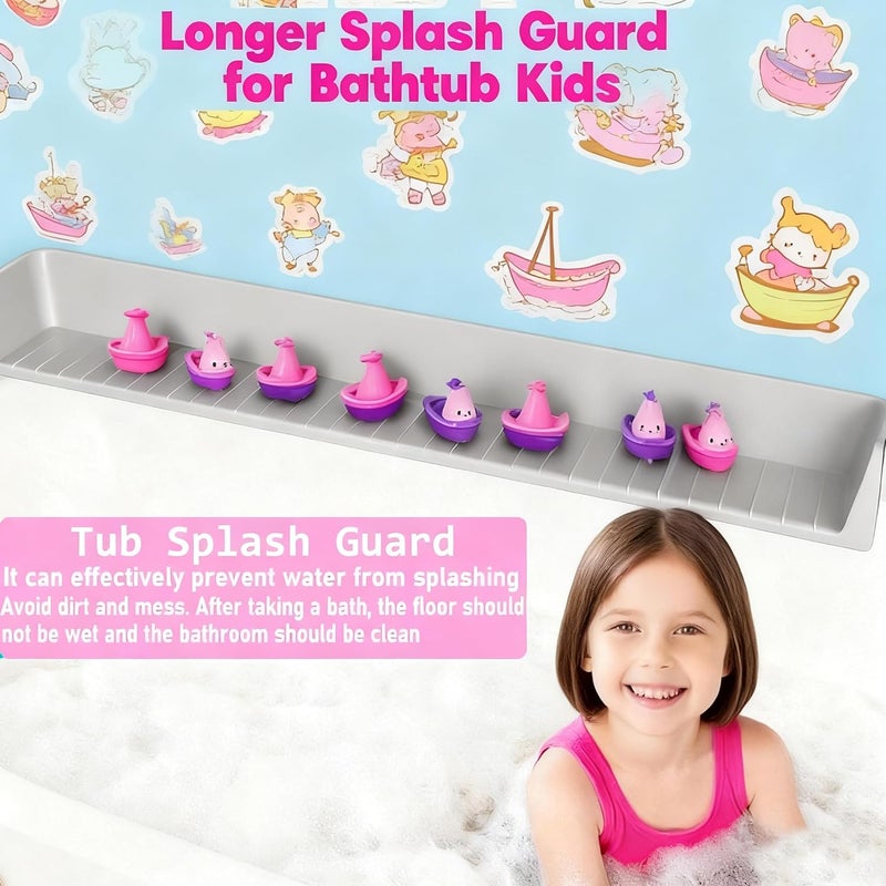 XHMAXE Longer Bath Tub Splash Guard for Kids,Silicone Bath Toy Holder for Bathtub,Bath Tub Play Shelf,Prevent Water Spills in Bathroom,Fun-Filled Bath Time for Toddlers(Grey) Including Free Bonuses - Image 3